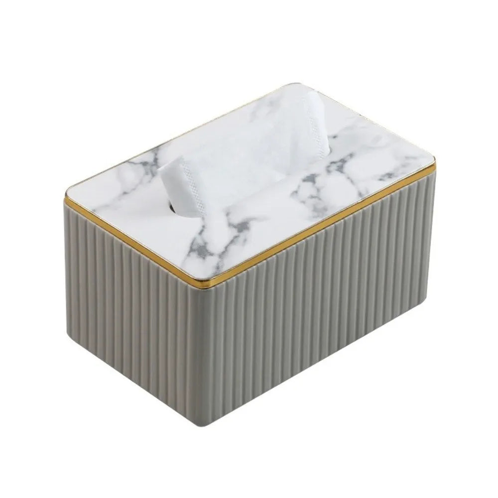 Vertical Pattern Leather Tissue Box Light Luxury Ornament Napkin Holder European Style High-end Paper Storage Container