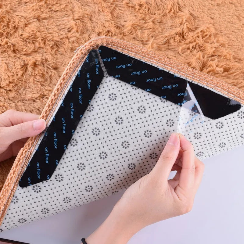 80/8pcs Carpet Non-slip Stickers Reusable Washable Anti Curling Carpet Patches Fixed Sticker Floor Rug Mat Grip Stoppers Tapes