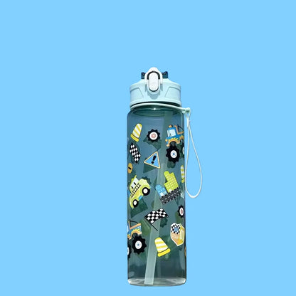800ml/27oz Large Capacity Sports Water Bottle Leak Proof Plastic Drinking Cup With Time Scale Suitable For Travel Fitness Sports