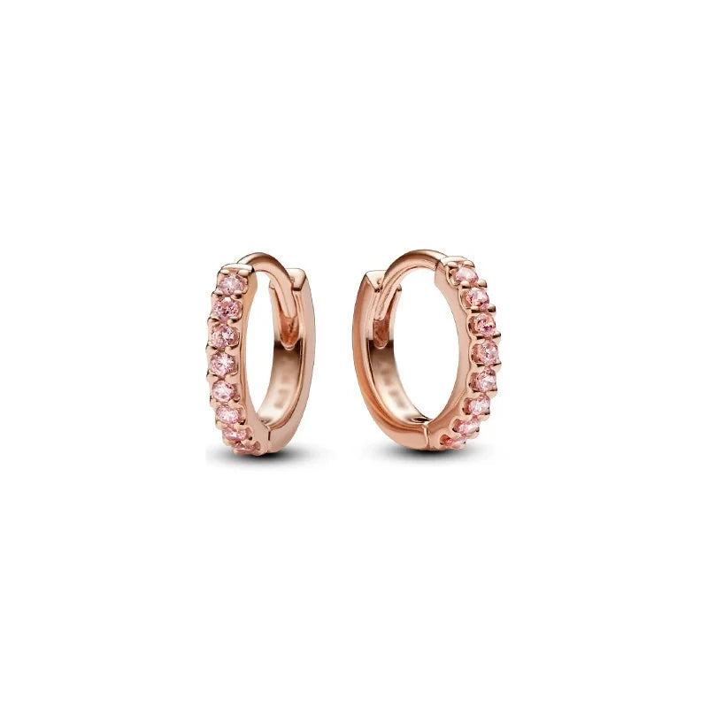 925 Silver Plating Circular Snake Pattern&Minimalist Heart-Shaped Earrings Ladies' Fashion Charm Jewelry