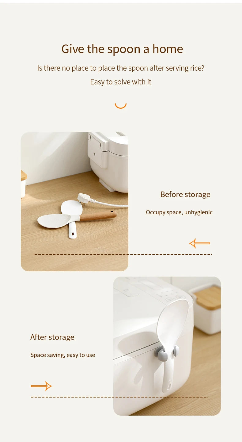 Rice Spoon Holder Silicone Storage Rack, Kitchen Wall-Mounted Cooker Spoon Shelf, Placement Rack