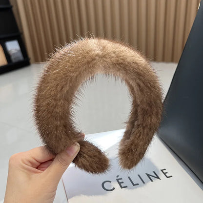 2025 Hot Sale Women Luxury winter 100% Real Mink Fur Headbands High Quality Real Fur Hair Band Lady Fashion Hair Hoop Furry Gift