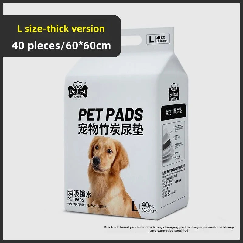 Dog Paper Pee Pad Bamboo Charcoal Thickened Disposable Diaper Pad Water Absorbent Cat Diaper Pet Products Cleaning Accessories