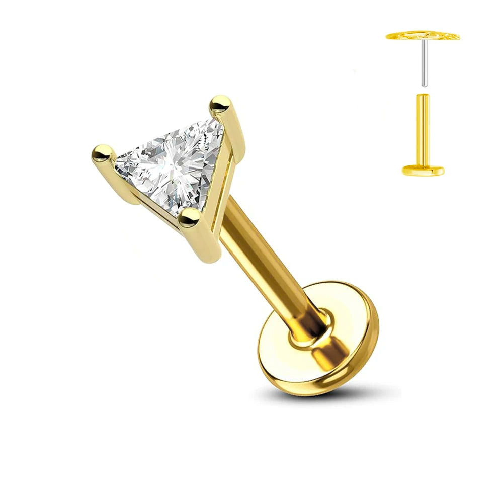 ASTM F136 G23 Titanium Flower Threadless Earring Piercing Petals Leaf Heart Butterfly Pin Daith Conch Push in Labret Stud