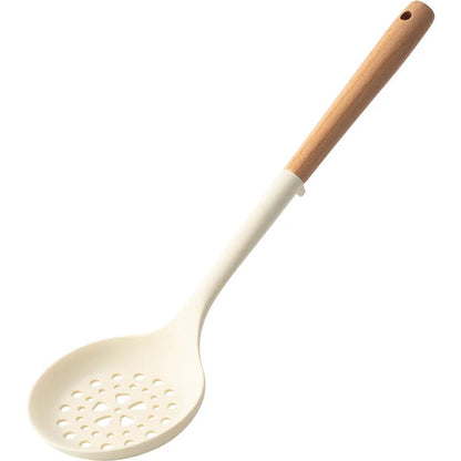 5Pcs White Silicone Wooden Handle Cooking Tool Non-stick Kitchen Utensils Silicone Spatula Baking Kitchen Utensils Tool