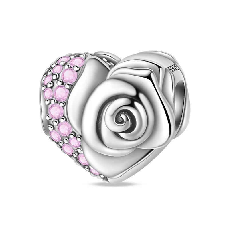 925 Sterling Silver Pink Charms Beads Butterfly Perfume Bottle Crown Heart Shaped Zircon Charms for Women Fine DIY Jewelry Gifts