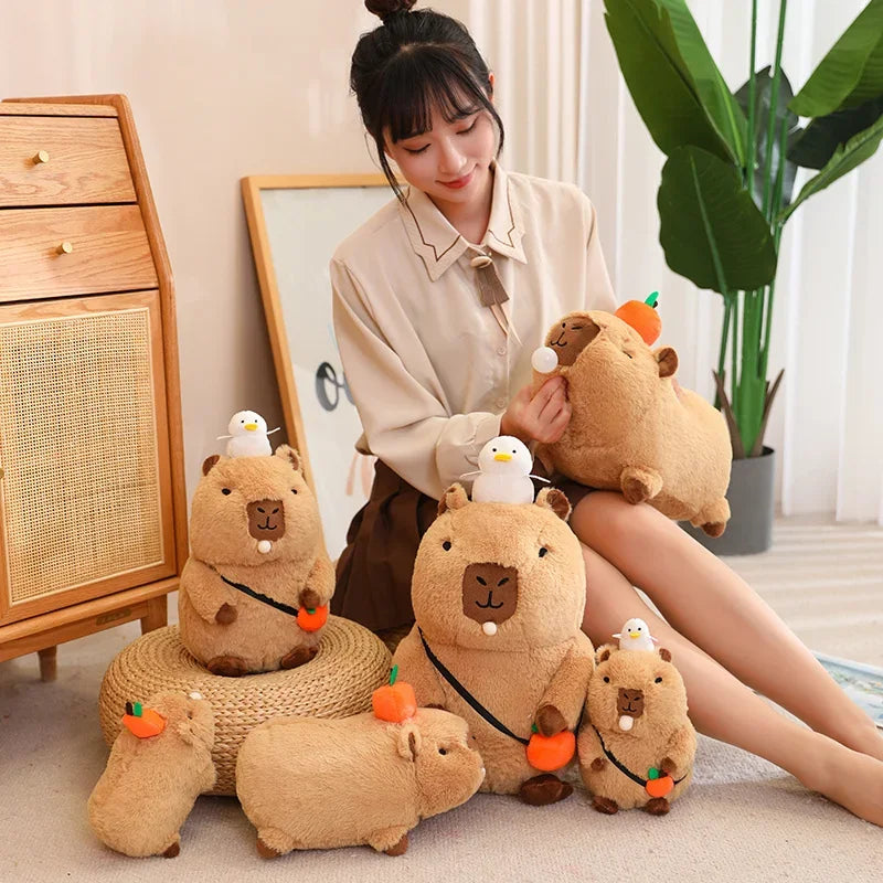 Capybara Plush Toy Simulation Capibara Cosplay Unicorn Dinosaur Dress Boba Bread Fruit Food Decor Birds Bubble Stuffed Animals