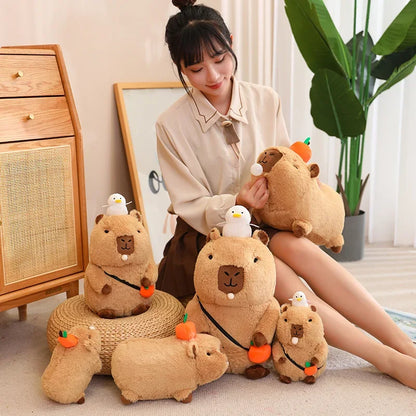 Capybara Plush Toy Simulation Capibara Cosplay Unicorn Dinosaur Dress Boba Bread Fruit Food Decor Birds Bubble Stuffed Animals