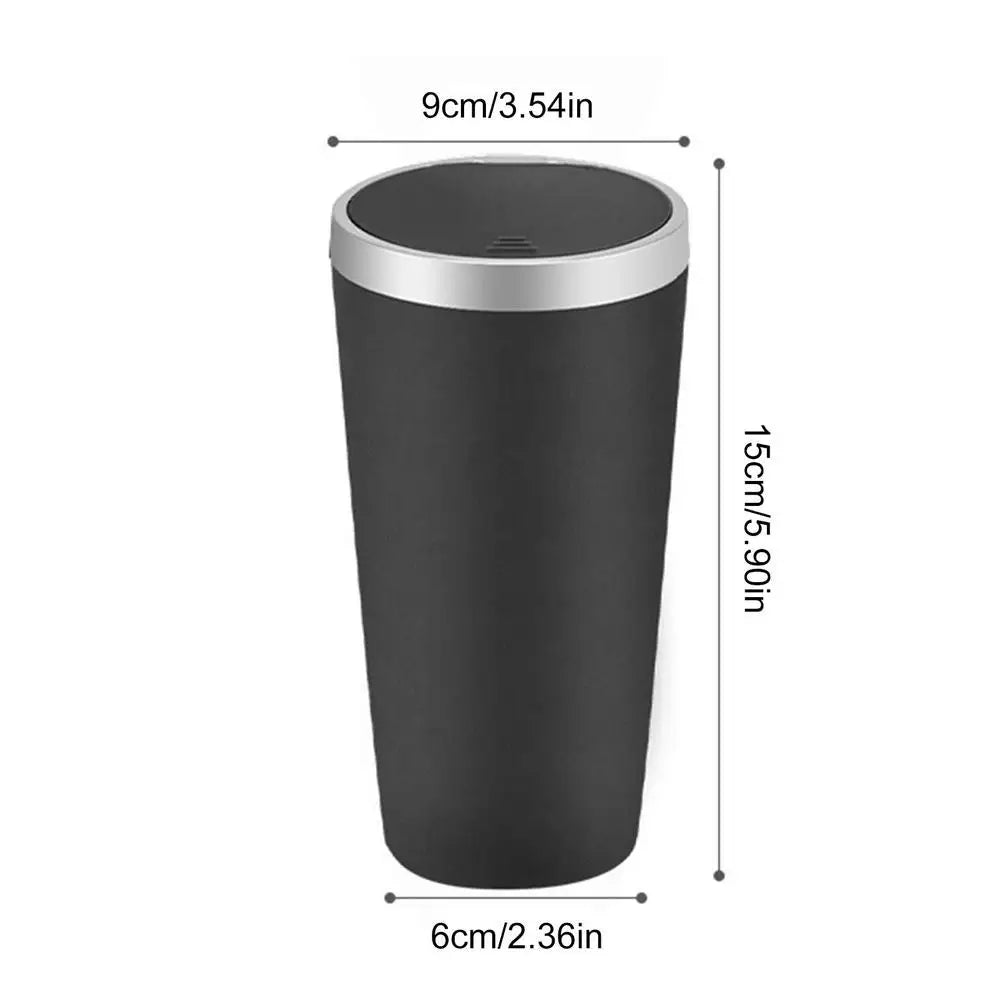 Compact Leakproof Mini Car Trash Can with Easy-Press Pop-Up Lid Durable Odor-Blocking Waterproof ABS Bin for Cup Holders Storage
