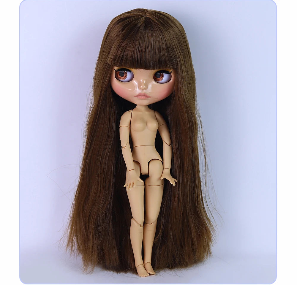 ICY DBS Blyth Doll 1/6 Joint 30cm Brown Skin Glossy Face Toothed Mouth Girl Doll BJD Toy Gift