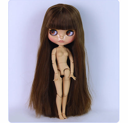 ICY DBS Blyth Doll 1/6 Joint 30cm Brown Skin Glossy Face Toothed Mouth Girl Doll BJD Toy Gift