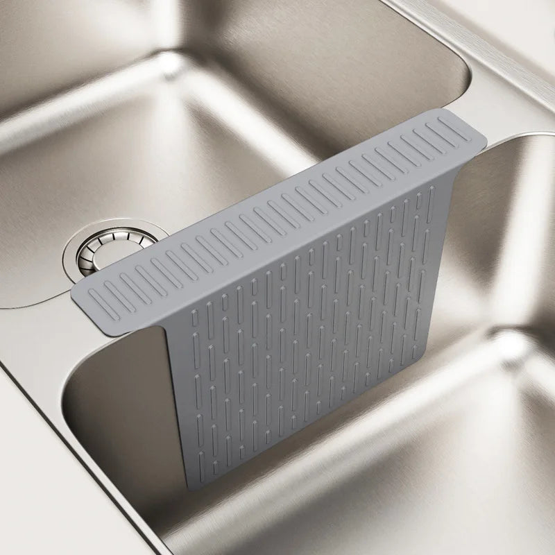 Kitchen Sink Protector Mat Silicone Saddle Nonslip Anti-scratch Pad Sink Divider Mat with Drainage Function to Prevent Collision