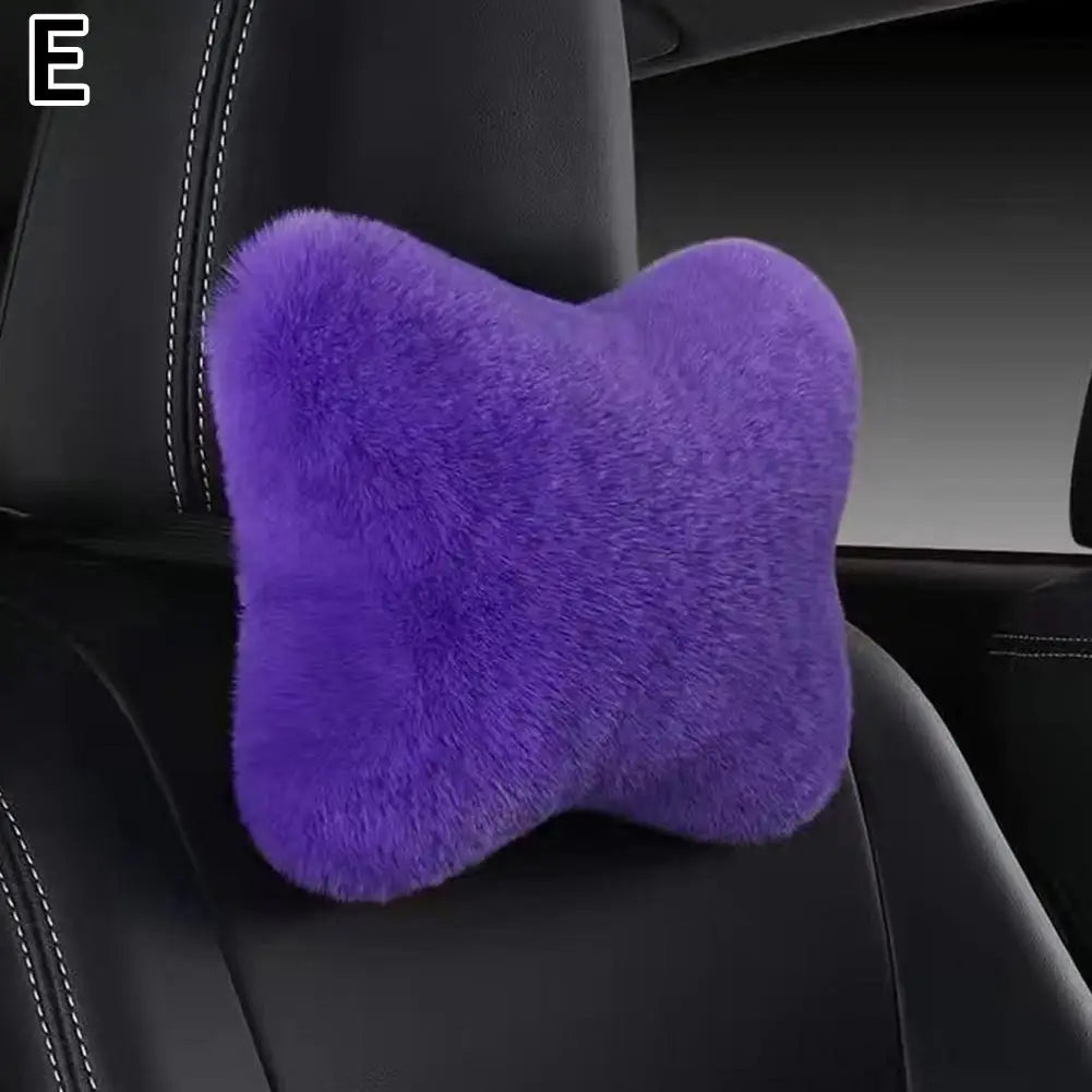 Winter Car Seat Neck Rest Pillow Plush Car Headrest Plush Cushion Warmth And Comfort Universal Lumbar Pillow Support Accessories