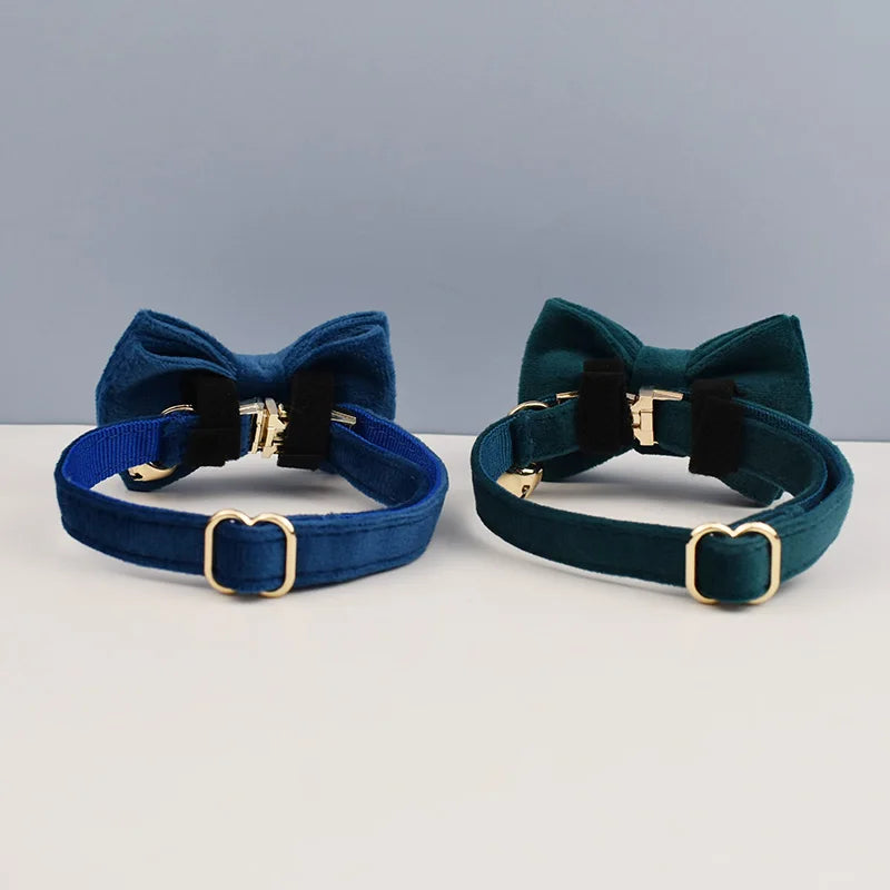 Cute Bowknot Cat Collar Personalized Cat Collar with Bell Engraving ID Tag Nameplate Kitten Collars Necklace