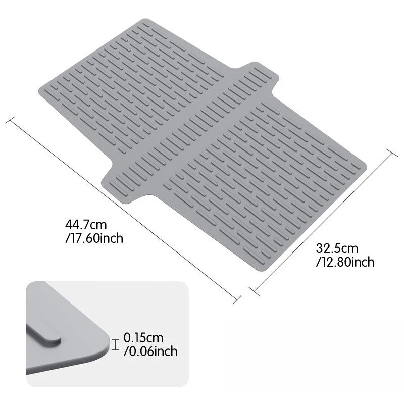 Kitchen Sink Protector Mat Silicone Saddle Nonslip Anti-scratch Pad Sink Divider Mat with Drainage Function to Prevent Collision