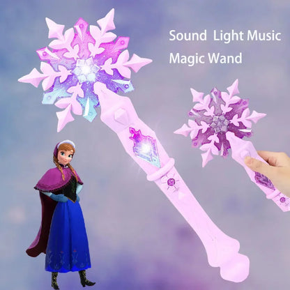 Disney Frozen Elsa Snowflake Wand with Sound Glowing Anime Cosplay Props Light Up kids Toy Elsa Girls Princess Christmas Gifts