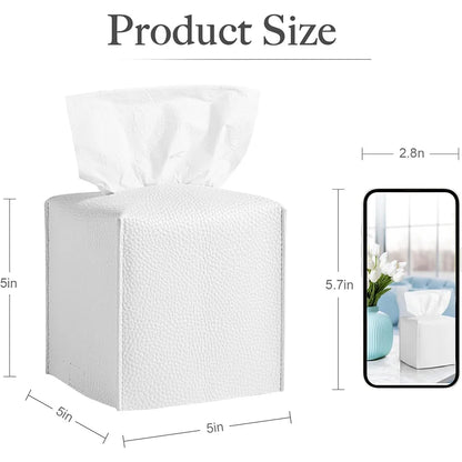 Modern PU Leather Square Tissue Box Cover Holder-Decorative Holder/Organizer for Bathroom Vanity Countertop, Night Stands,Office