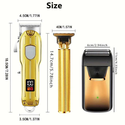 Professional Hair Clipper and Trimmer Set Men Electric Razor Shavers Beard Trimmer Rechargeable Barber Clippers Haircut Kit