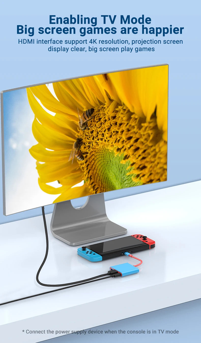 Portable Switch TV Dock 3 in 1 USB-C Game Hub with 4K HDMI,USB3.0(5Gbps) ,PD 100W Ports for Switch/OLED Mac Pro/Air