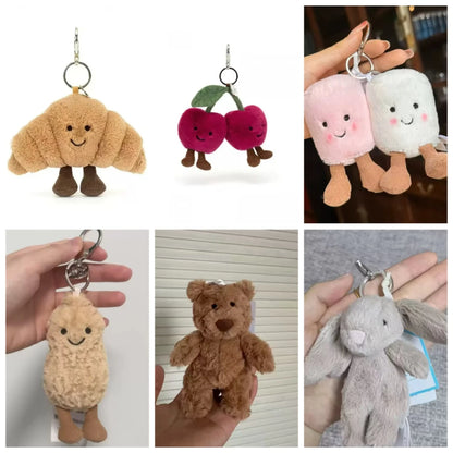 @@Jelly Pendant Keychain Cute Girl Bag Pendant Plush Toy Keyring Plush Toy Kawaii Holiday Gift G