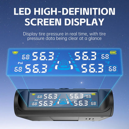 Car Security Alarm Systems Tire Pressure Monitoring Tyre Temperature Monitor Auto Accessories Solar TPMS Universal 4 Exteral