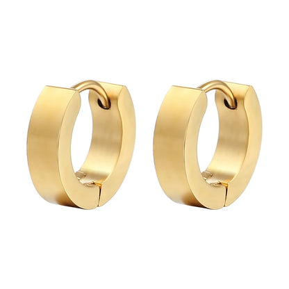 Creative Hip-Hop Rivet Heart Hoop Earrings For Women Stainless Steel Geometric Ear Buckle Piercing Cool Rock Punk Stud Jewelry