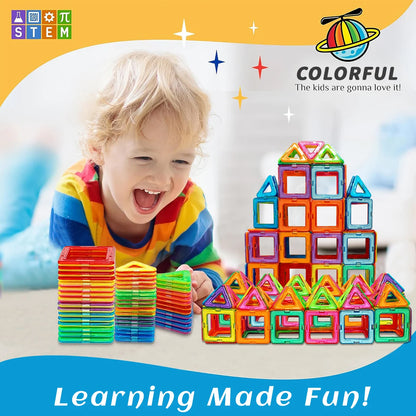 Medium Size Magnetic Block Building Toy Set，Creative Construction STEM Toy,Back-to-School Season, Birthday Gift