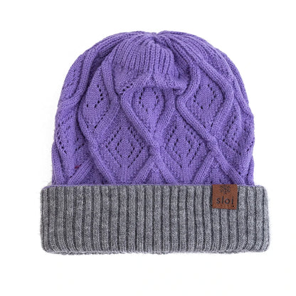 New Women Fashion Slouchy Winter Hats Various Wearing Method Reversible Beanie Hat Thick Knitted Hats