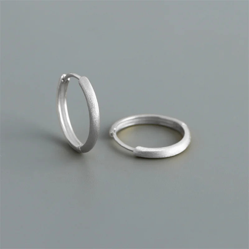 WANTME Real 925 Sterling Silver Minimalist Bohemian Round Ear Buckle for Women Punk Unisex Rock Hoop Earring Jewelry Accessories