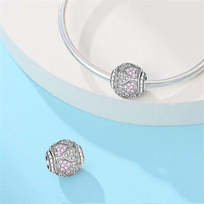 925 Sterling Silver Pink Charms Beads Butterfly Perfume Bottle Crown Heart Shaped Zircon Charms for Women Fine DIY Jewelry Gifts