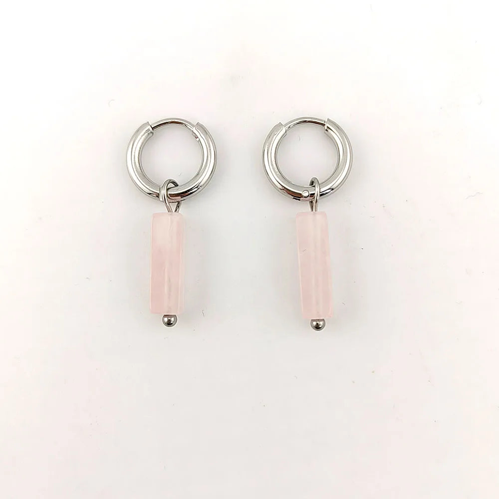 HUIDANG Earrings With Stones Boucles d'oreilles Square Natural Stones Small Hoops Earrings Woman New Trend 2025