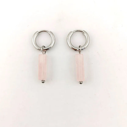 HUIDANG Earrings With Stones Boucles d'oreilles Square Natural Stones Small Hoops Earrings Woman New Trend 2025