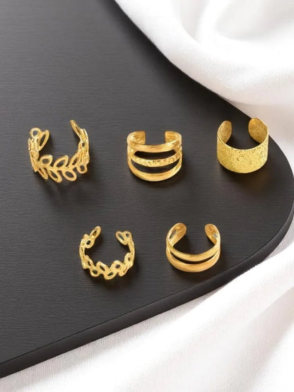 5pcs/set Trendy Elegant Design Ear Cuff Classic Elegant Style Gifts Women's No Piercing Clip silver Earrings Circle Leaf Shaped