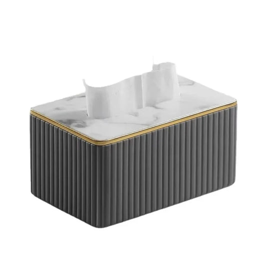 Vertical Pattern Leather Tissue Box Light Luxury Ornament Napkin Holder European Style High-end Paper Storage Container