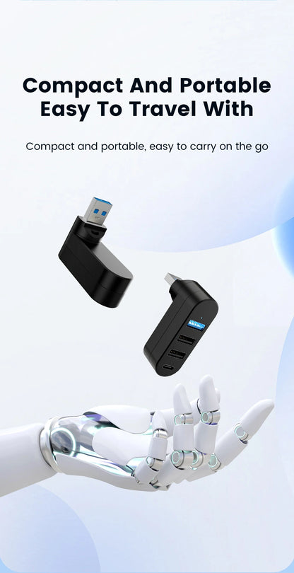 Elough Mini 180° Rotatable 4 Ports USB 3.0 2.0 Hub Type C High Speed Data Transfer U Disk Splitter Adapter For Laptop MacBook PC