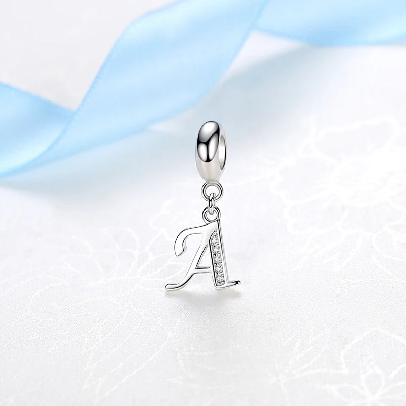 925 Sterling Silver Charms Original Letter Alphabet A-Z Pendant Beads Fit Brand Bracelets Necklaces Diy Jewelry For Women