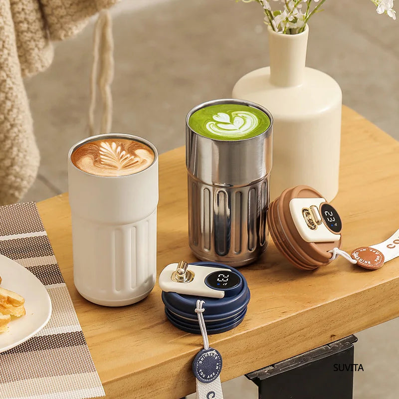 450ML Thermos Water Bottle Smart Display Temperature Stainless Steel Vacuum Coffee Cup Keep Cold and Heat Travel Thermal Mug