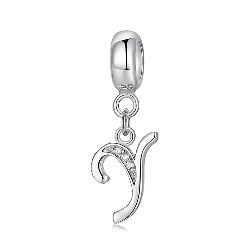 925 Sterling Silver Charms Original Letter Alphabet A-Z Pendant Beads Fit Brand Bracelets Necklaces Diy Jewelry For Women