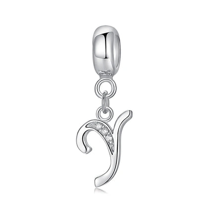925 Sterling Silver Charms Original Letter Alphabet A-Z Pendant Beads Fit Brand Bracelets Necklaces Diy Jewelry For Women