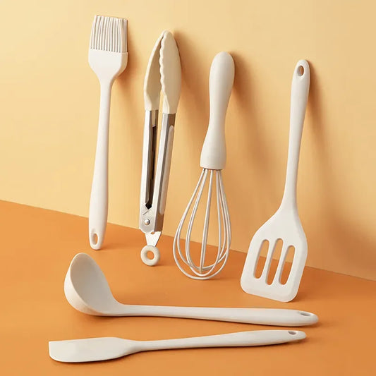 Silicone Kitchen Utensils Food Grade Non-stick Cooking Baking Spatula Silicone Oil Brush Egg Whisk Food Clip Kitchen Accessor