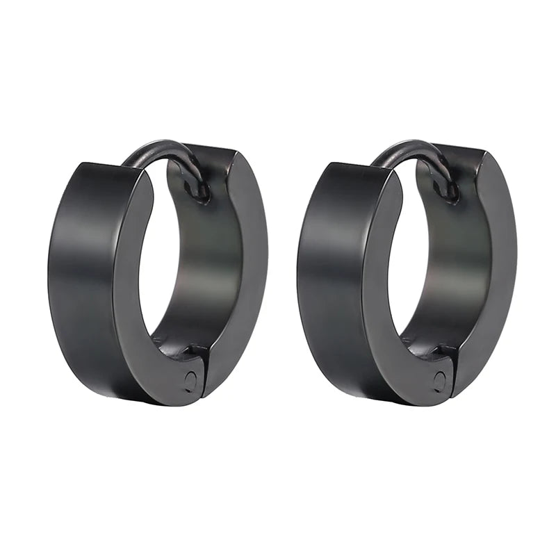 Creative Hip-Hop Rivet Heart Hoop Earrings For Women Stainless Steel Geometric Ear Buckle Piercing Cool Rock Punk Stud Jewelry