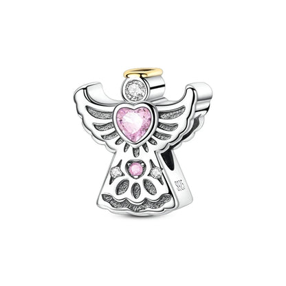 925 Sterling Silver Pink Charms Beads Butterfly Perfume Bottle Crown Heart Shaped Zircon Charms for Women Fine DIY Jewelry Gifts