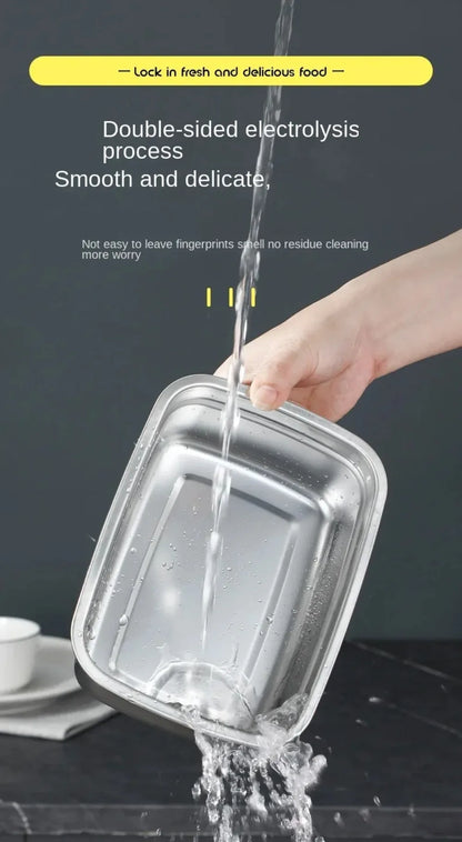 High Quality Stainless Steel Camping Lunch Box Sealed Refrigerator Freezer Storage Box Leak-proof Microwave Suitable Bento Box