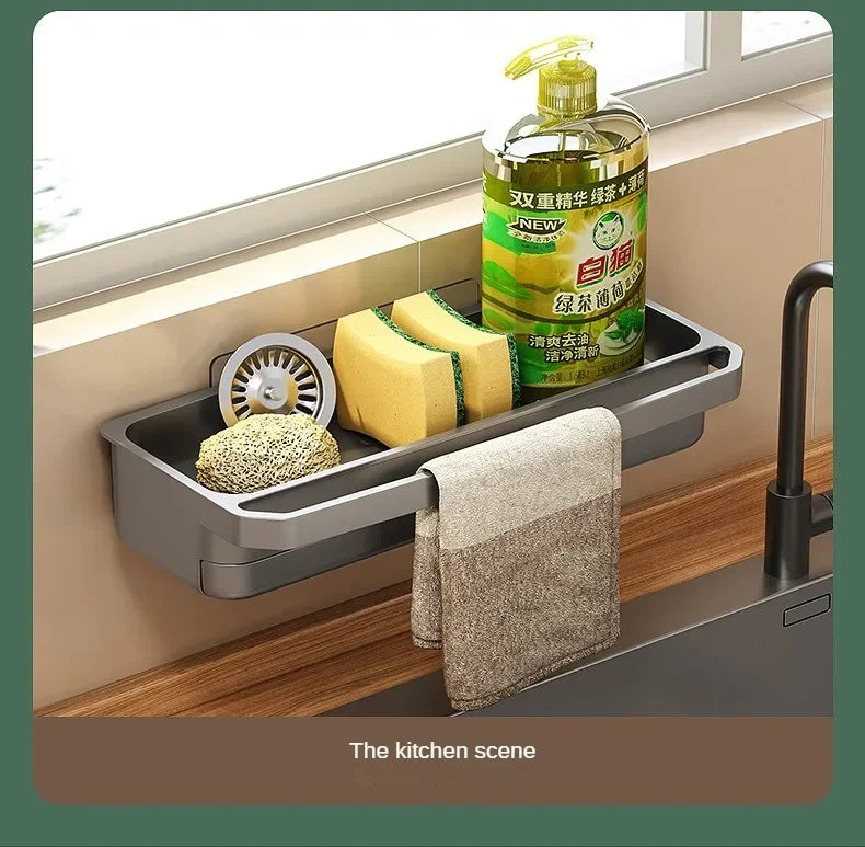 Drain Rack Kitchen Sink Organizer Self-draining Shelf Sponge Holder Dishcloth Faucet Storage Soap Drainer Kitchen Accessories