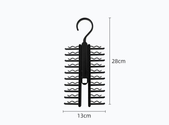 Tie Hanger Rotatable Necktie Storage Rack Clothes Hanger Organizer 20 Rows Large Capacity Belt Hooks Closet Skidproof Tie Clamp