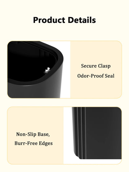 Large Capacity Bathroom Trash Can with Lid Odor-Sealing Oval Plastic Garbage Can for Kitchen, Bathroom, Bedroom, Living Room