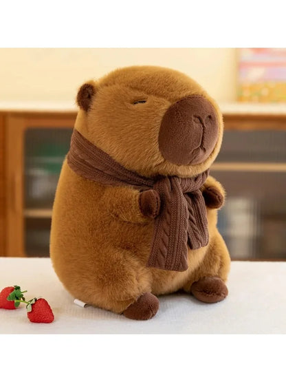 35CM Hot Plush Stuffed Doll Cute Scarf Pufferfish Plush Kawaii Animal Toy Children's Birthday Gift Capybara Doll Kids Toys