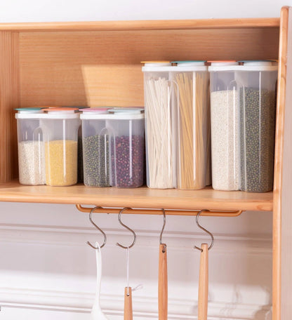 Kitchen Cereals Storage Box Plastic 4 grids Cereals Sealed Jar Food Container Moisture-proof Grain Tank Spaghetti Keep Fresh Box