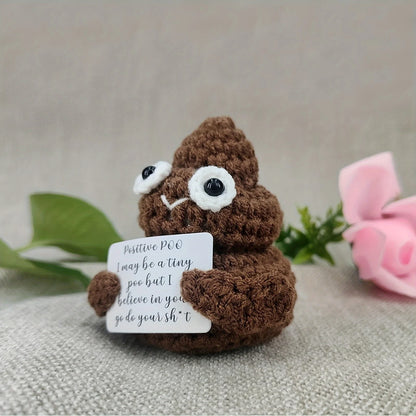 1pc Creative Plush Desktop Decoration Ornaments, Mini Handmade Crocheted Gifts, Emotional Support Positive Cards, Birthday Party, Graduation Gifts, Encouragement For Friends
