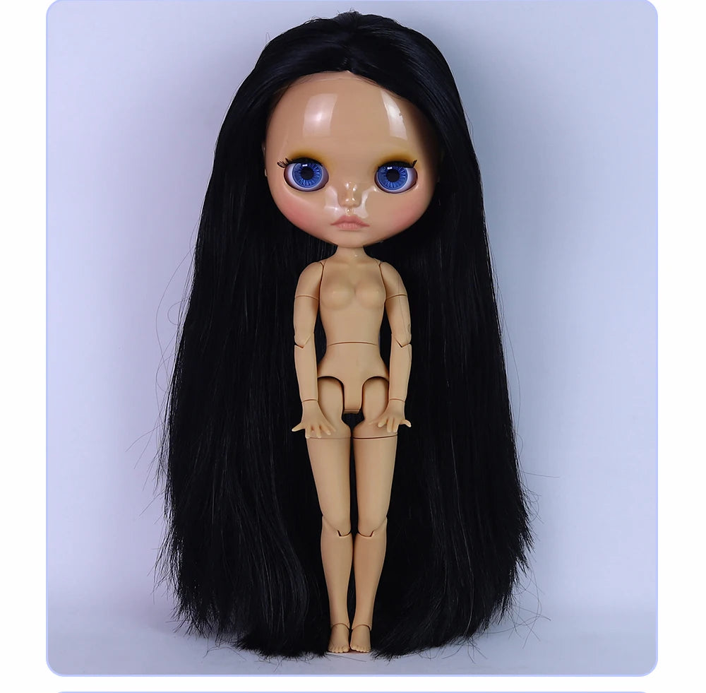 ICY DBS Blyth Doll 1/6 Joint 30cm Brown Skin Glossy Face Toothed Mouth Girl Doll BJD Toy Gift